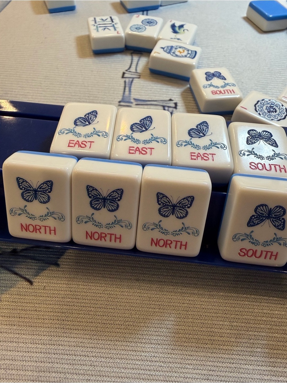 Mahjong set 160 tiles  Comes with blanks. Lovely Blue and white Chinoiserie - Picture 9 of 12
